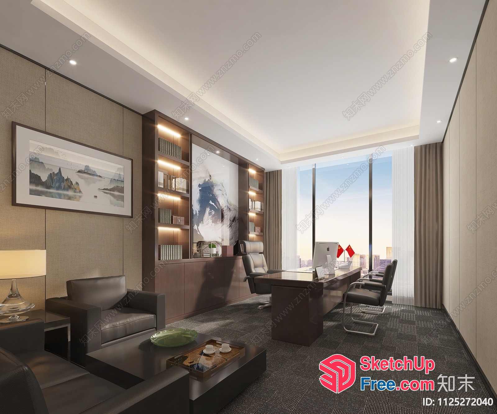Modern Office Interior With Minimalist Furniture 3D SketchUp File