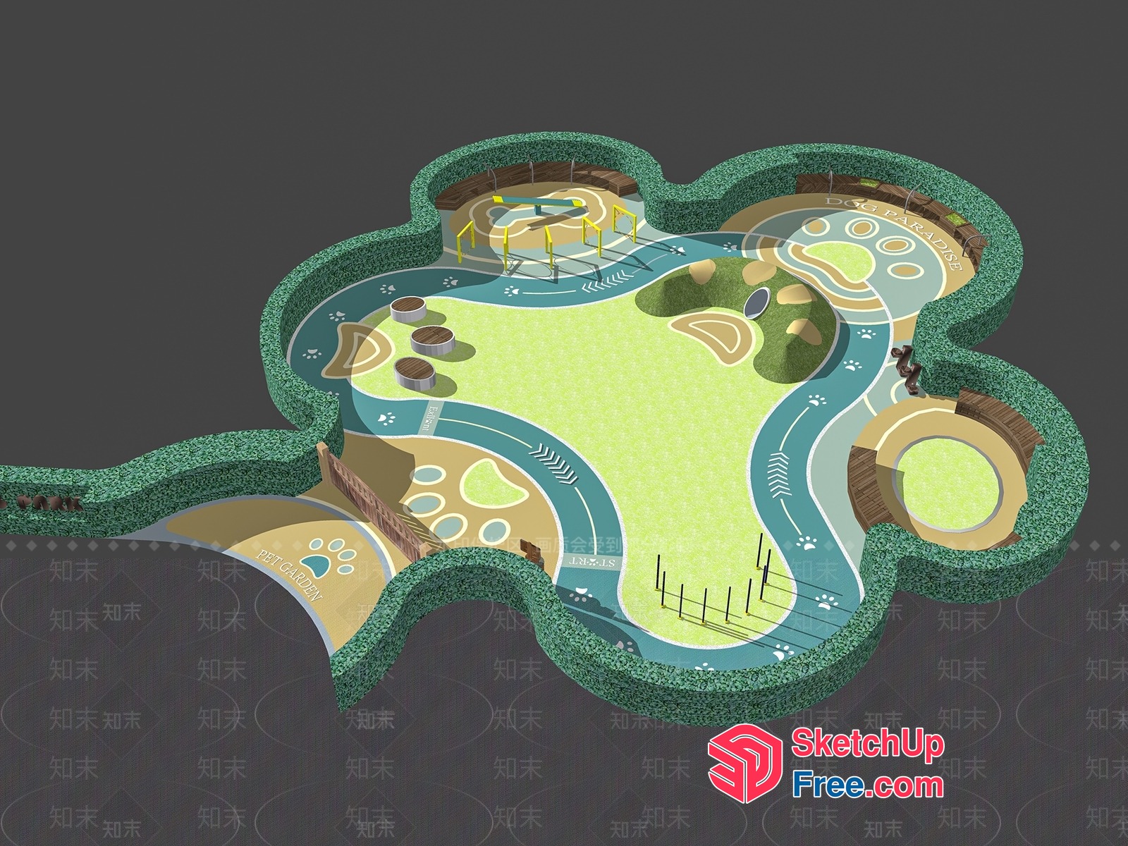 Dog-Friendly Outdoor Space 3D SketchUp File