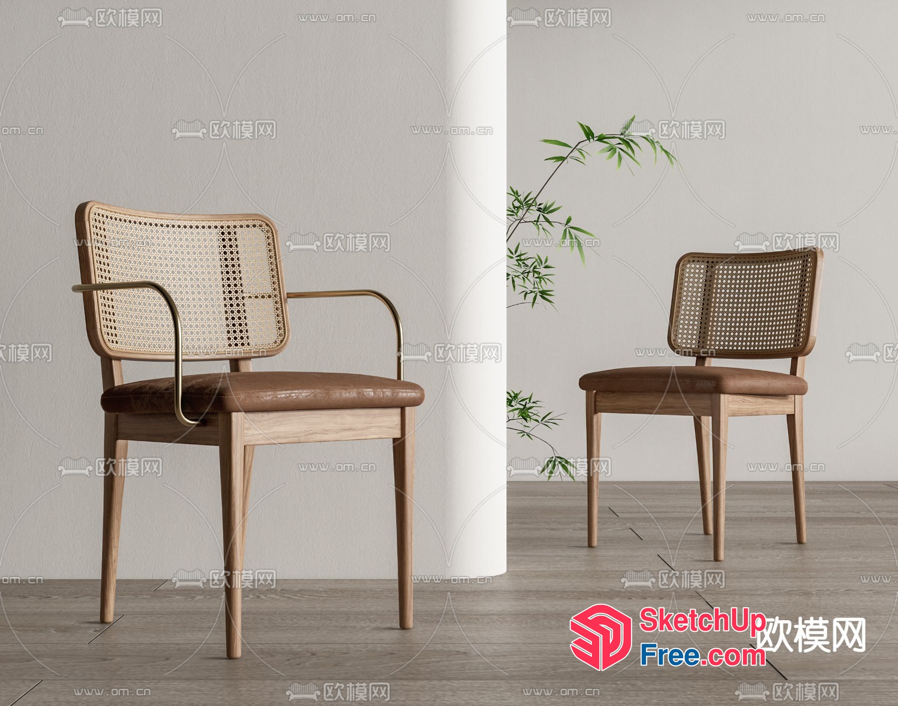 Elegant Dining Room Chairs With Rattan Backrests 3D SketchUp File