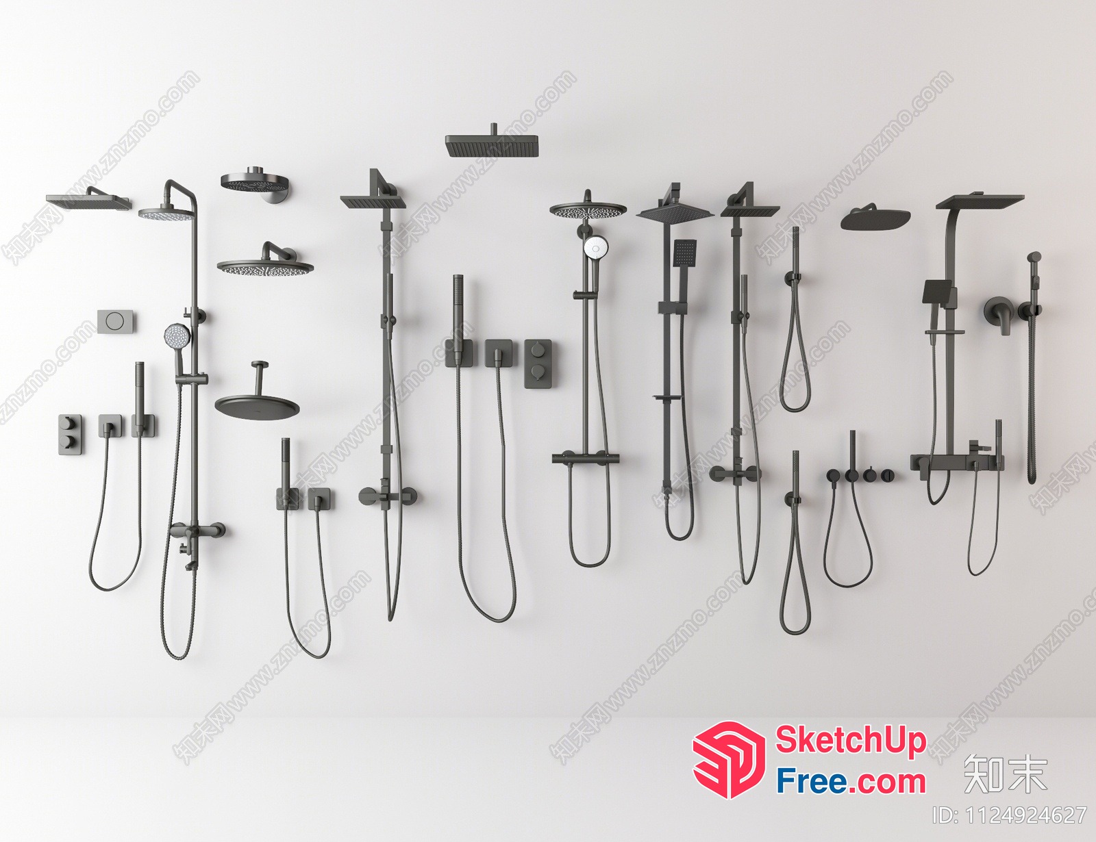Modern Bathroom Shower Fixtures Collection 3D SketchUp File