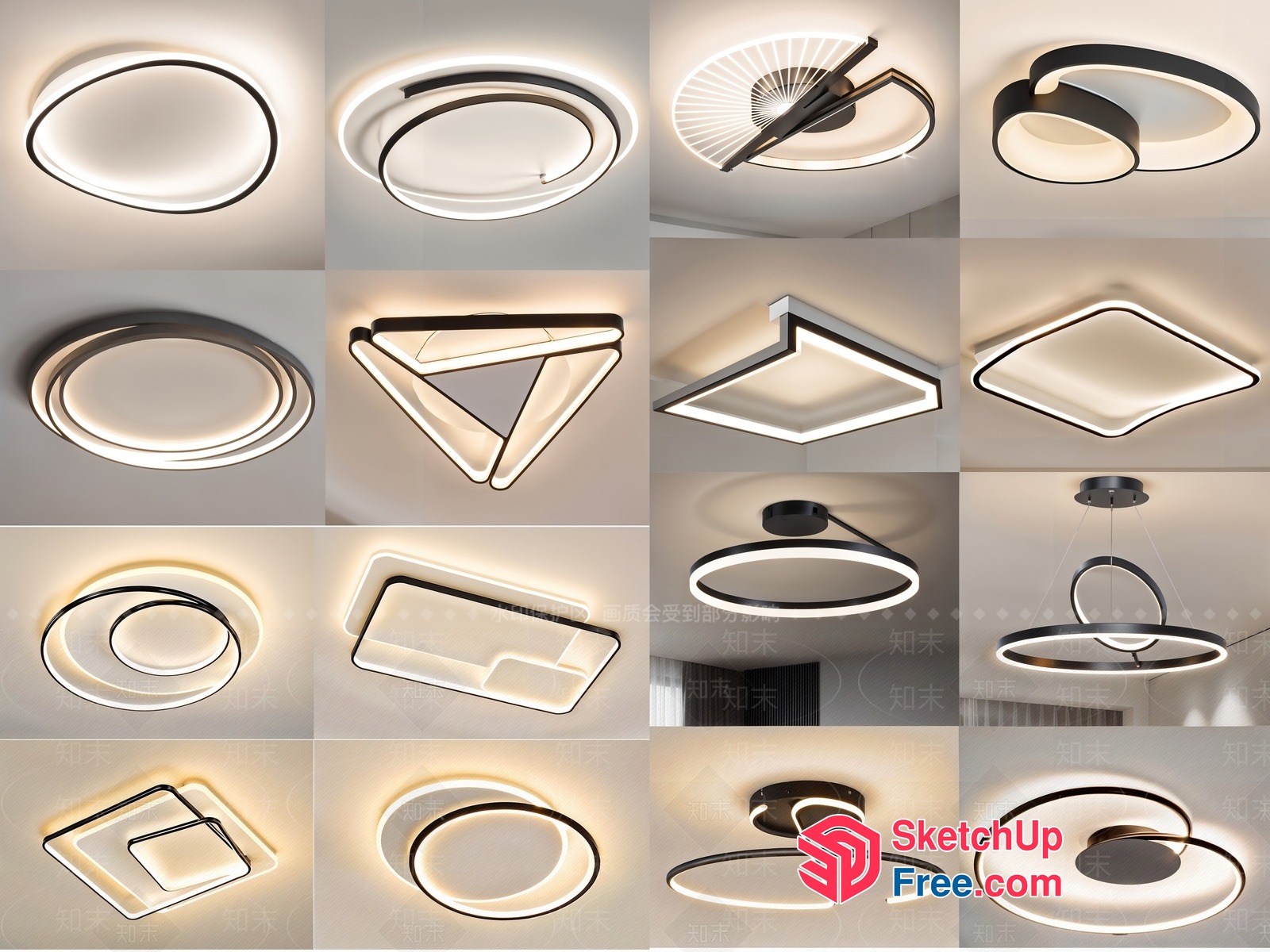 Modern Ceiling Lighting Fixtures Collection 3D SketchUp File