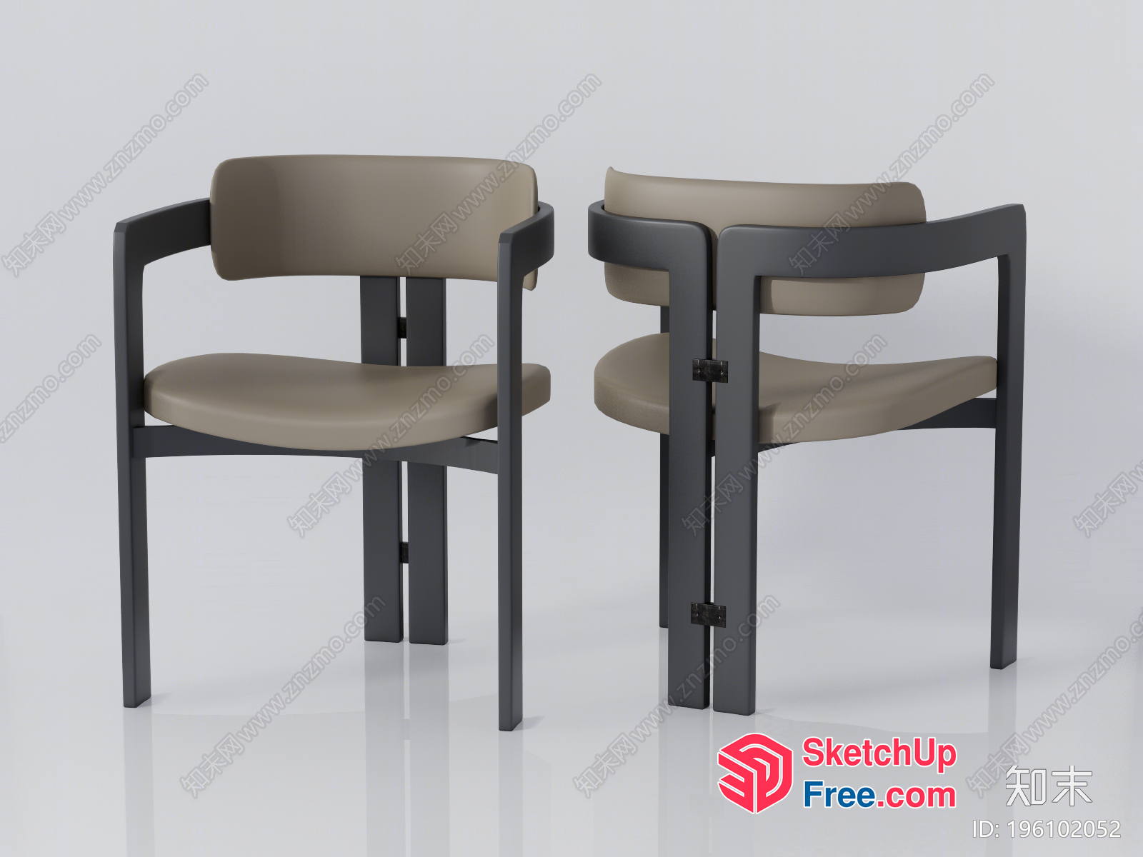 Modern Minimalist Grey And Beige Chairs 3D SketchUp File
