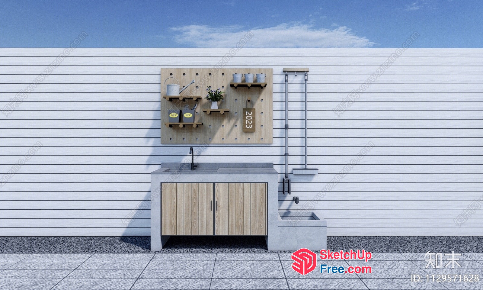 Outdoor Kitchen Sink And Storage Area 3D SketchUp File