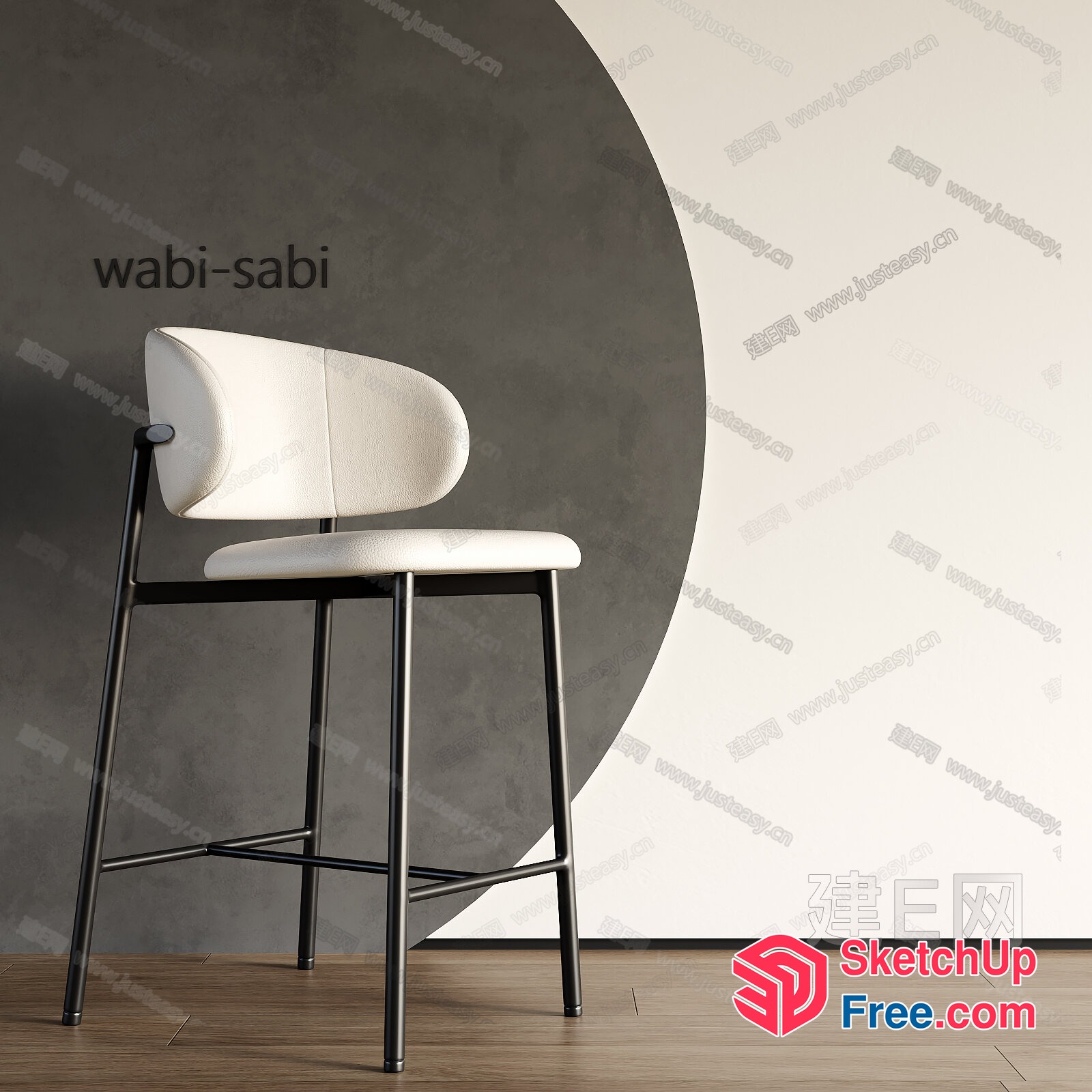 Minimalist Japanese-Inspired Wabi-Sabi Style Chair 3D SketchUp File