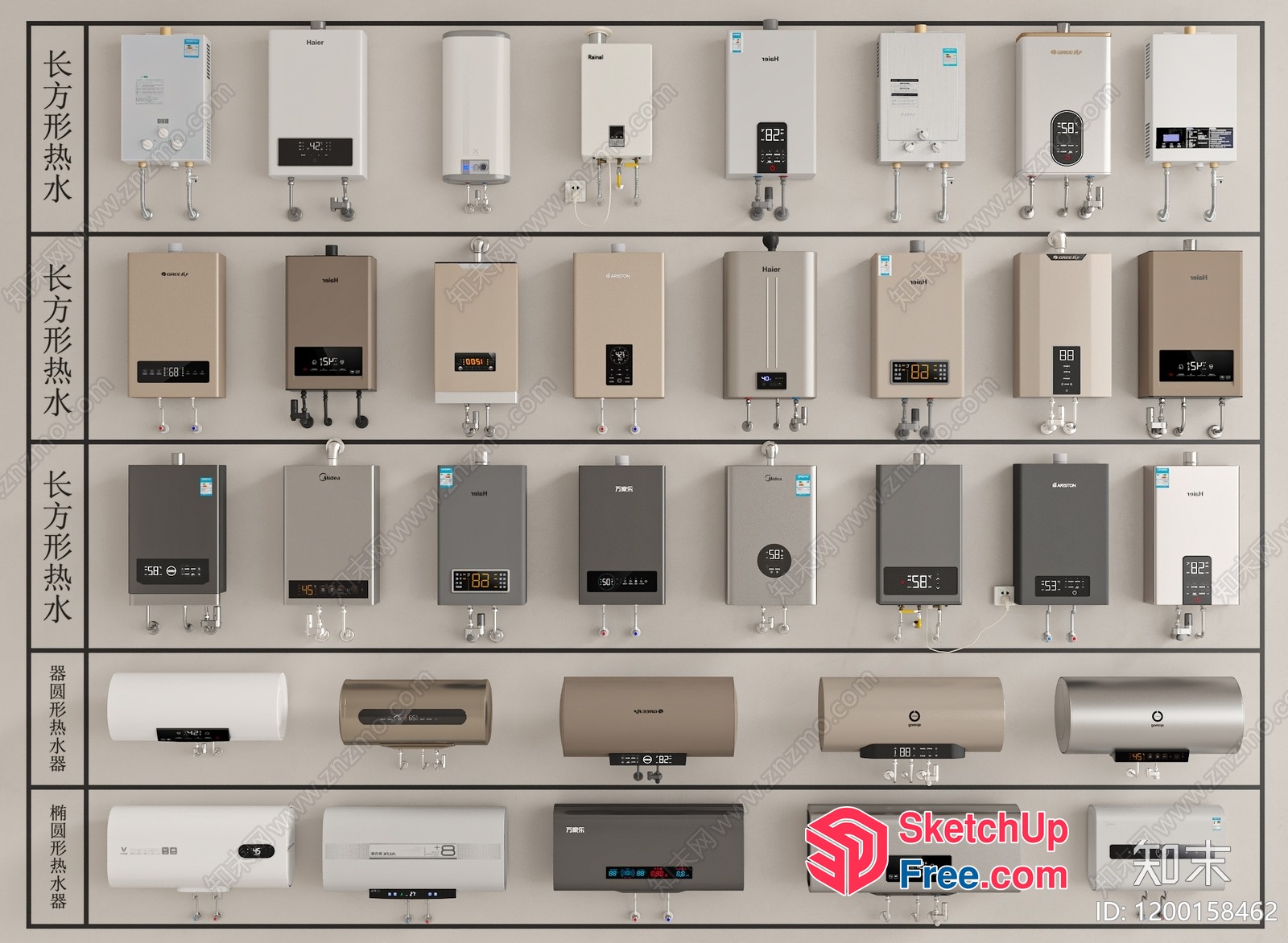 Collection Of Various Tankless Water Heaters 3D SketchUp File