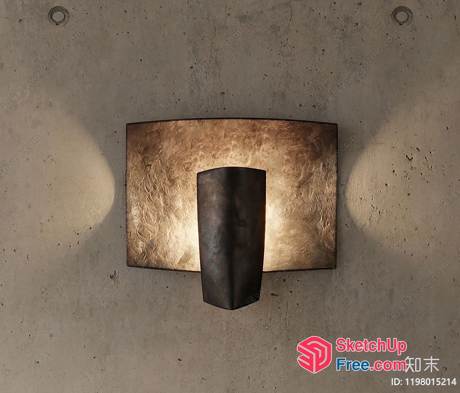 Modern Wall Sconce With Distressed Metal Finish 3D SketchUp File