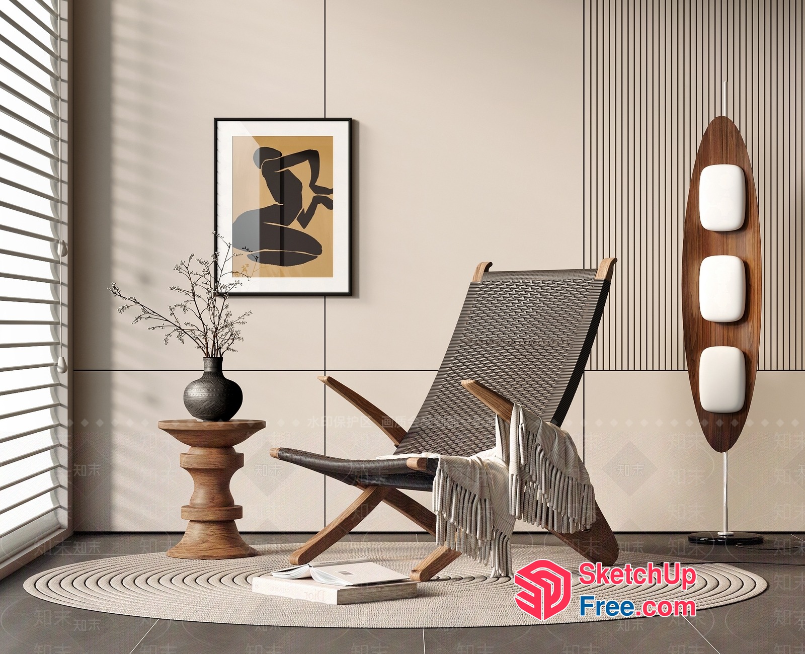 Minimalist Nordic Style Living Room Interior 3D SketchUp File