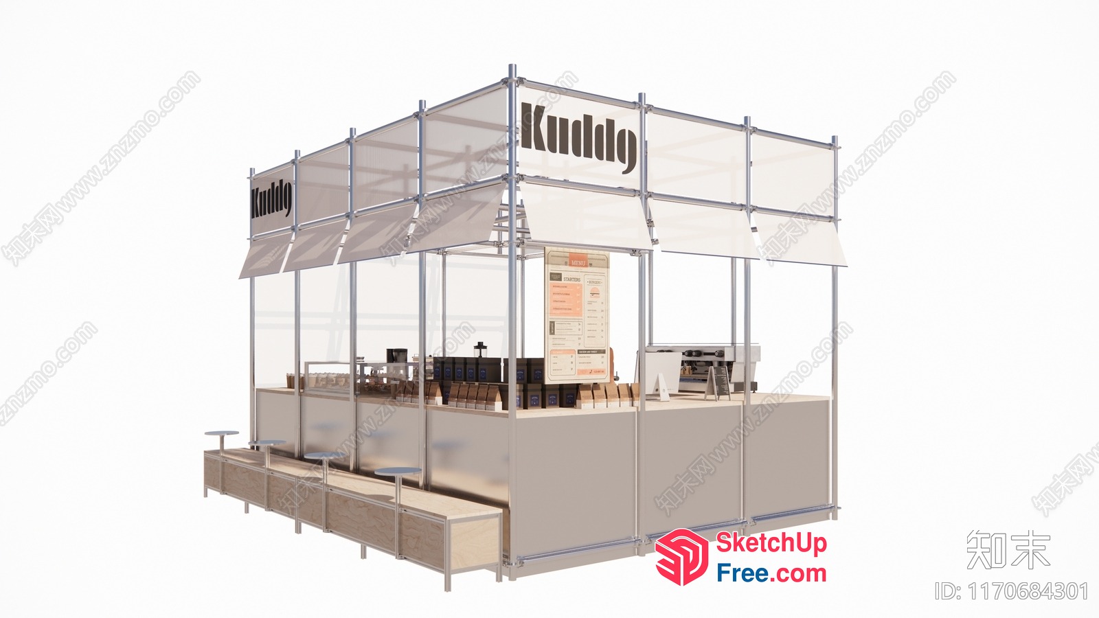 Simple Food Truck With Menu Board 3D SketchUp File