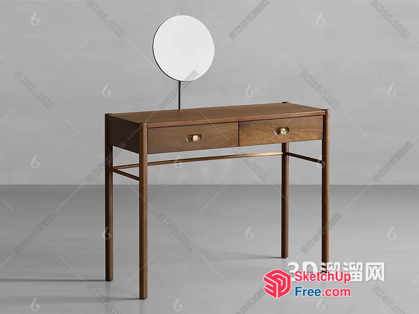 Simple Wooden Dressing Table With Mirror 3D SketchUp File