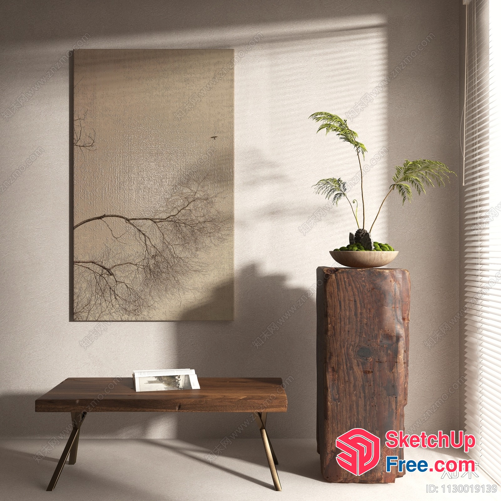 Minimalist Style Interior With Natural Light And Plant Decor 3D SketchUp File