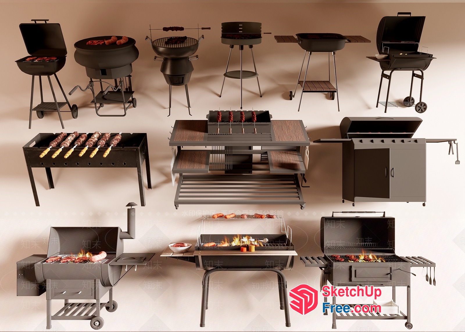 Barbecue Grills And Outdoor Cooking Equipment 3D SketchUp File