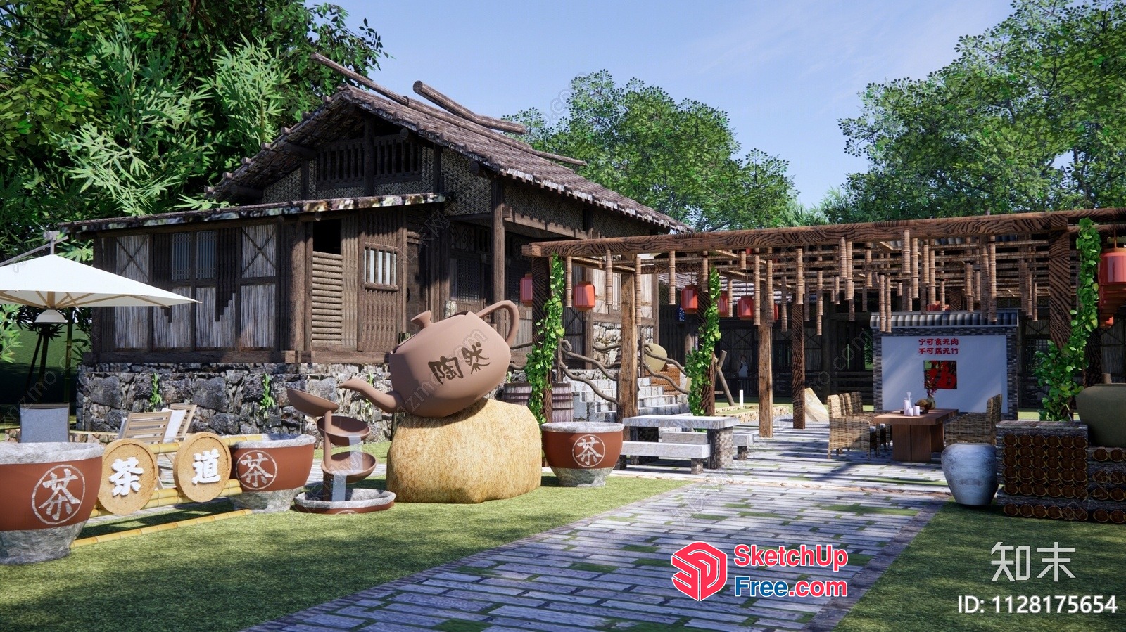 Traditional Chinese Village Scene 3D SketchUp File