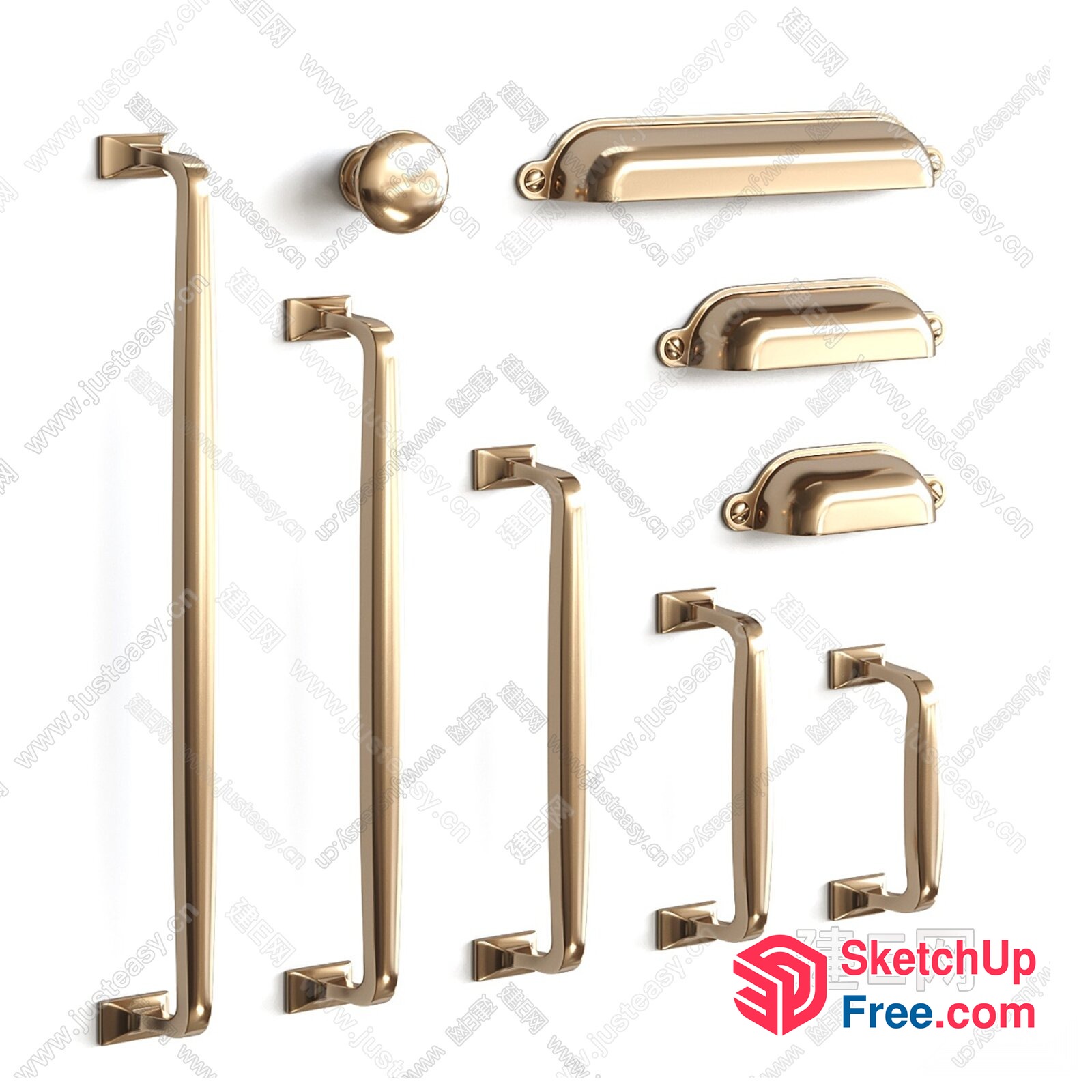 Modern Brass Hardware Collection 3D SketchUp File