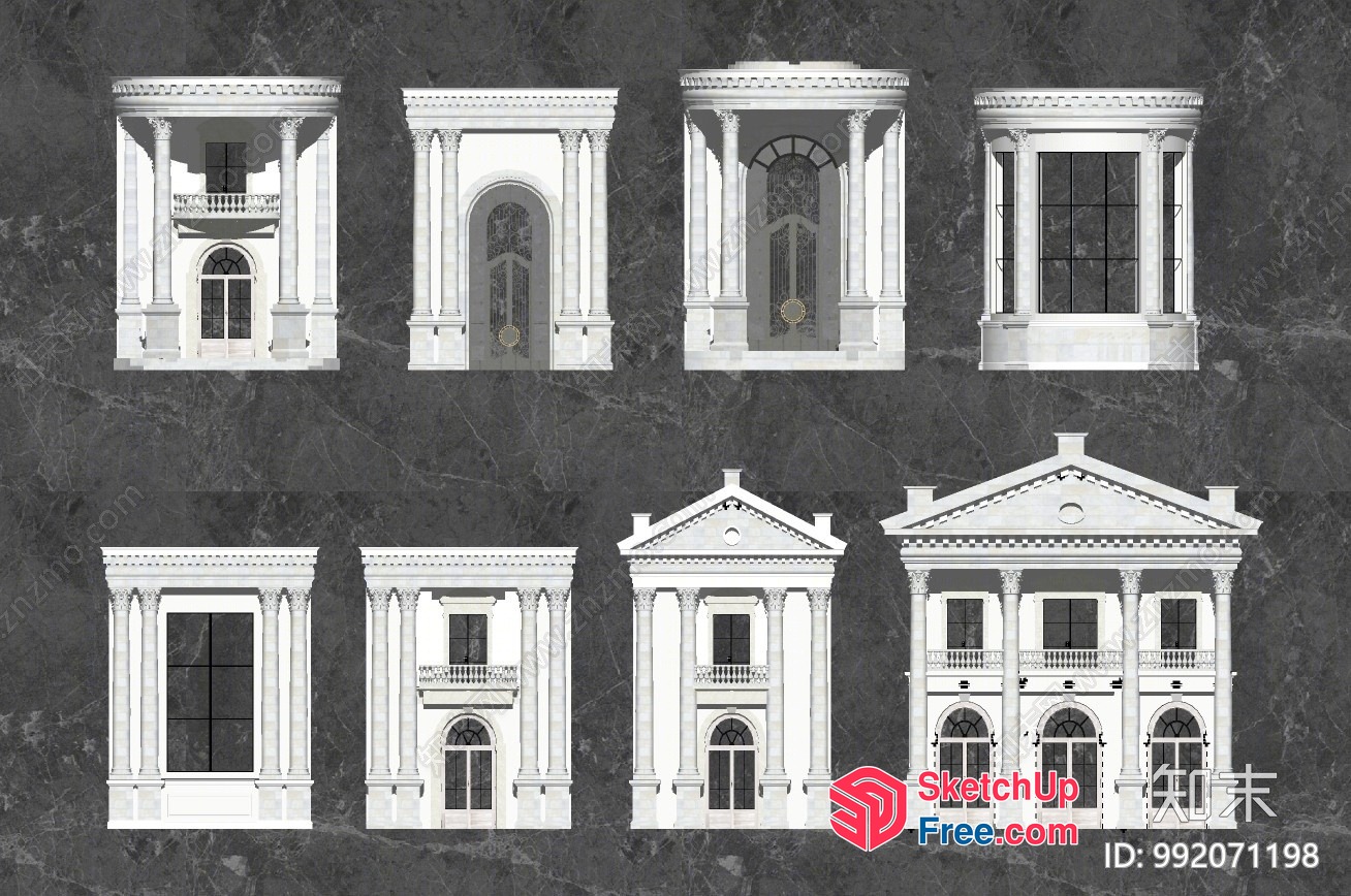 Classic White Architectural Elements 3D SketchUp File