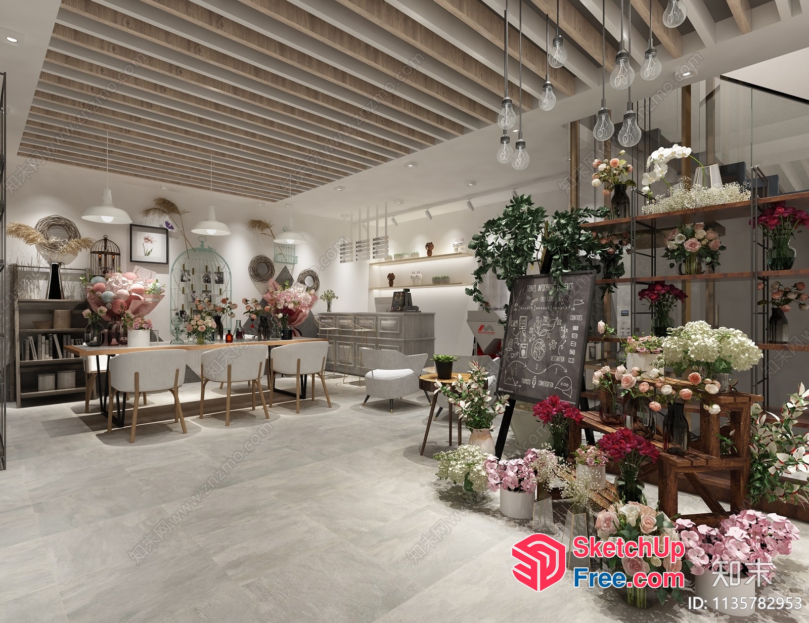 Elegant Modern Interior With Floral Decor 3D SketchUp File