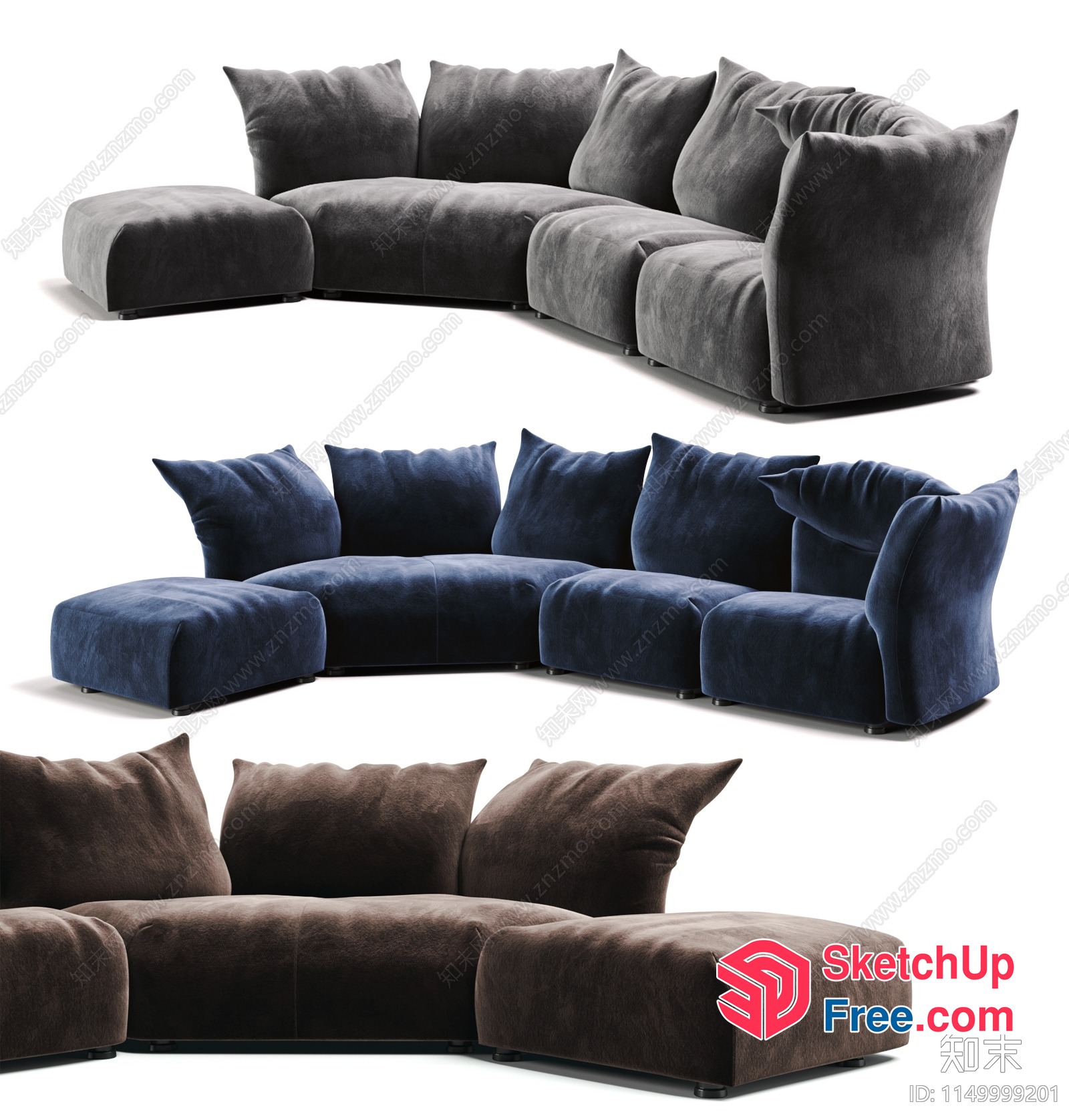 Luxurious Modern L-Shaped Sofa Set 3D SketchUp File