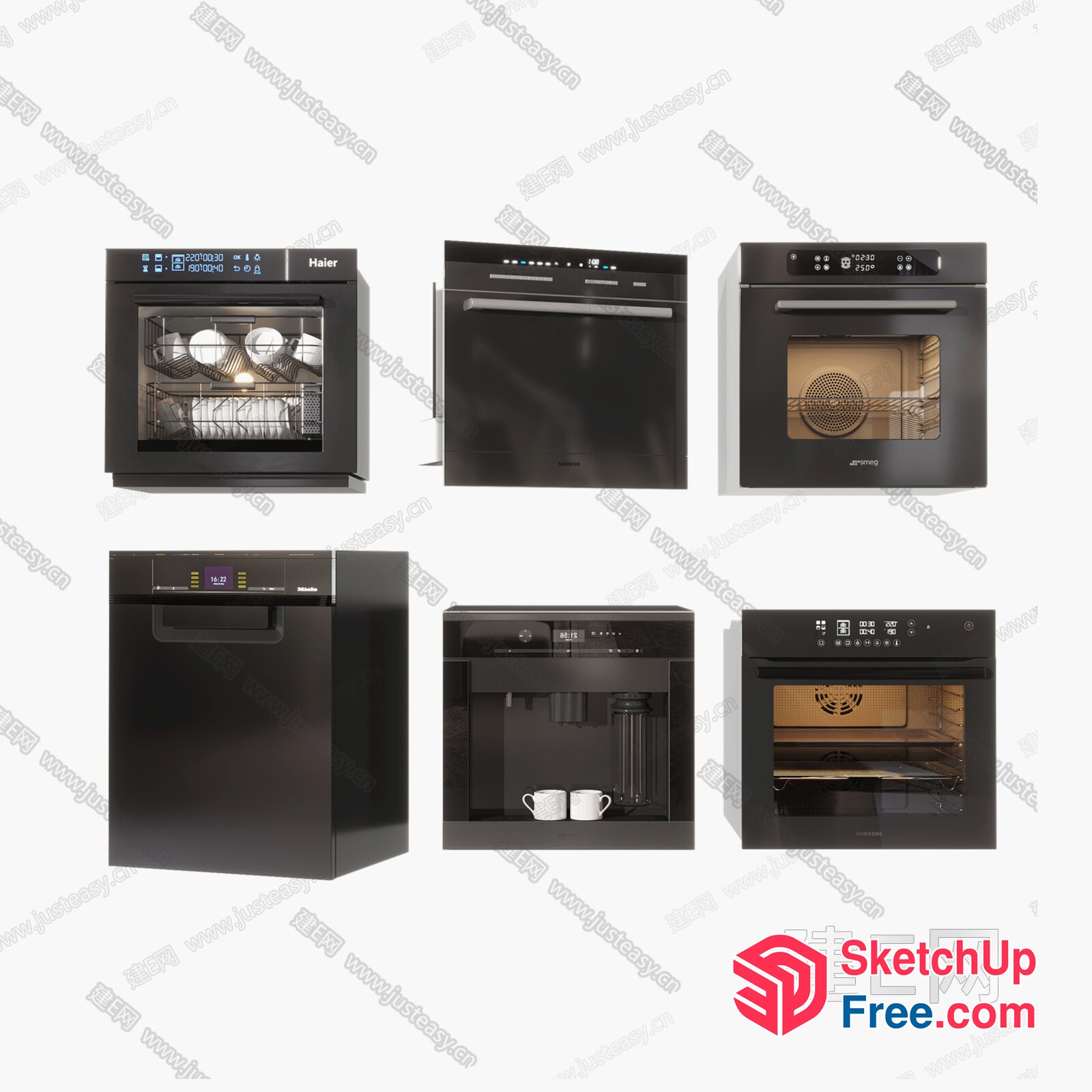 Modern Kitchen Appliances In Black And Gray 3D SketchUp File