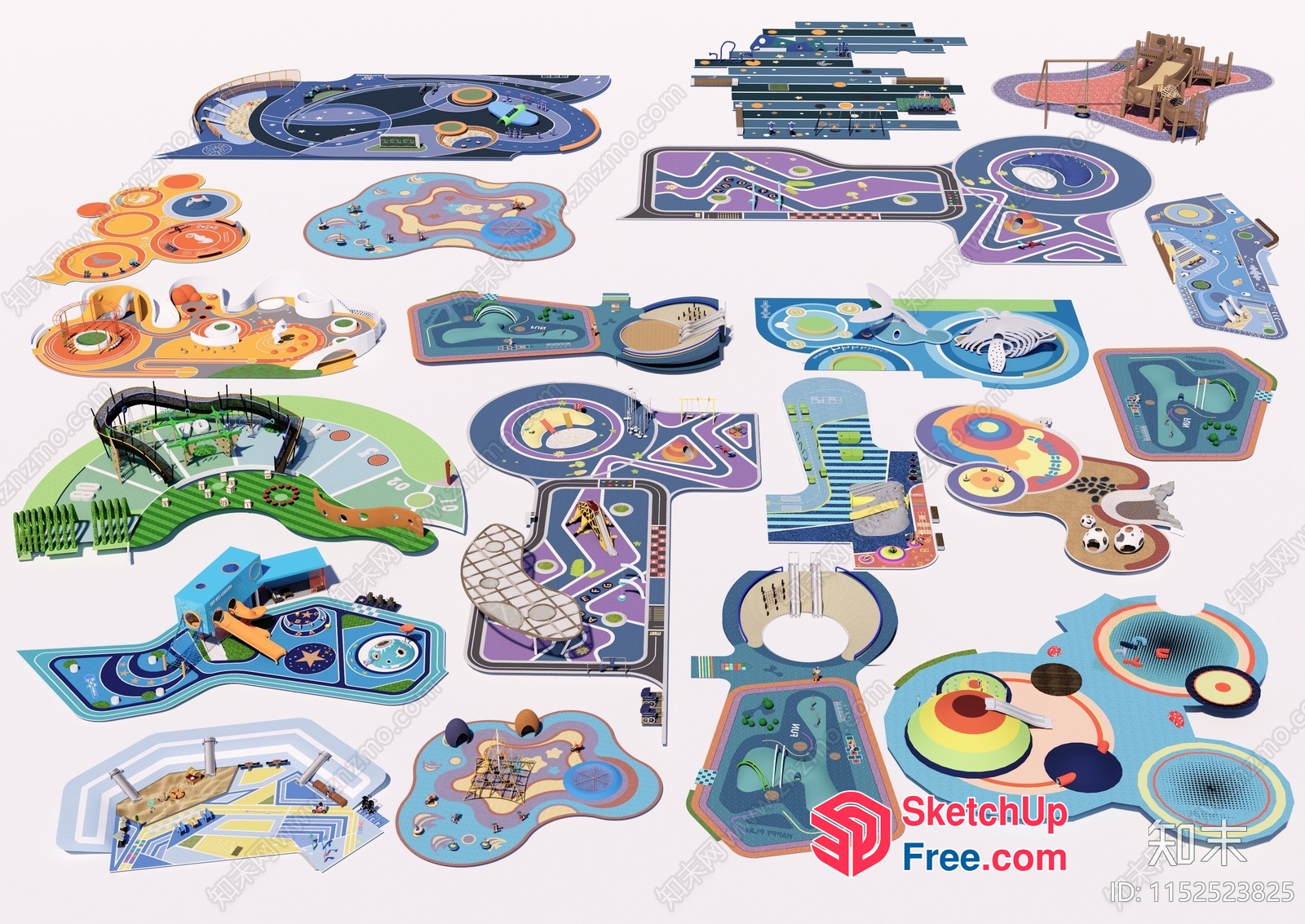 Colorful And Whimsical Outdoor Playgrounds 3D SketchUp File