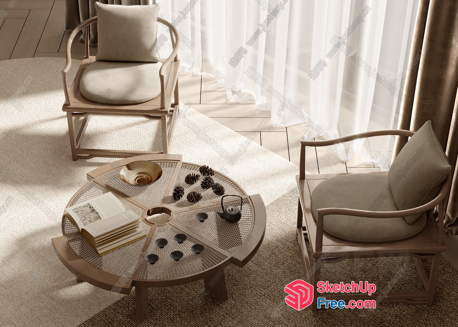 Cozy Beige Living Room Interior 3D SketchUp File