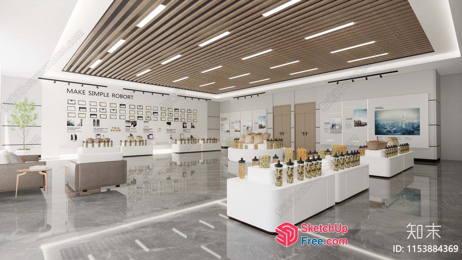 Modern Retail Space With White And Grey Marble 3D SketchUp File