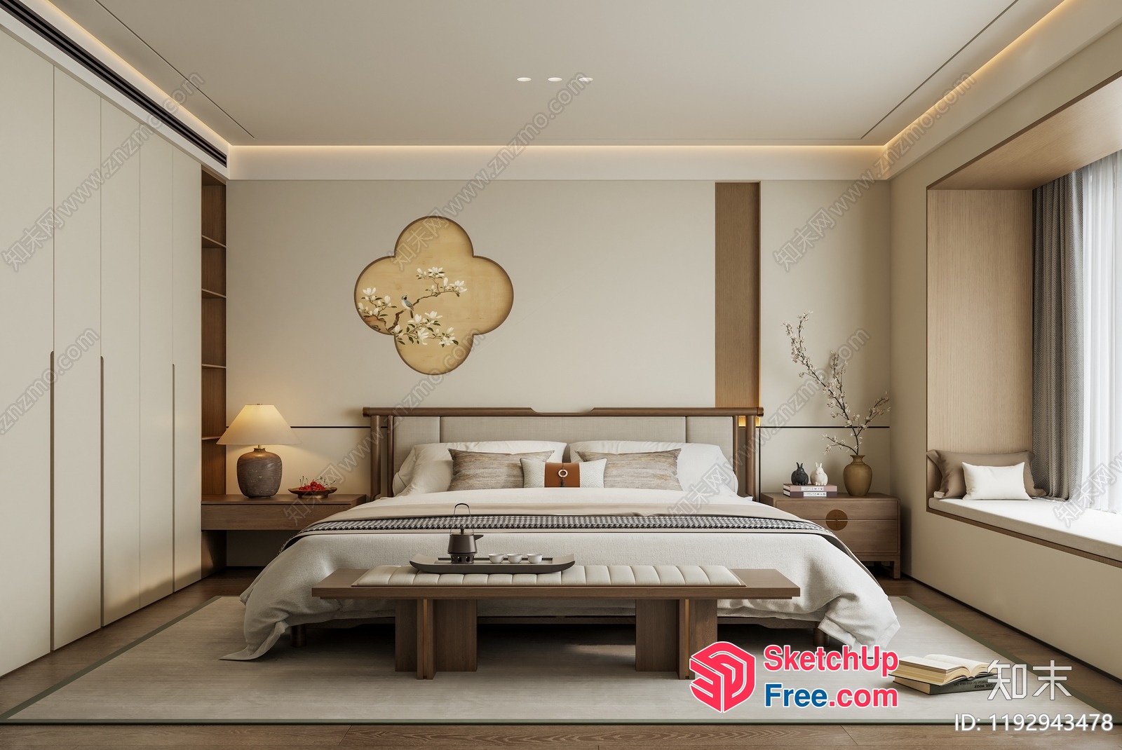 Japanese-Style Minimalist Bedroom Decor 3D SketchUp File