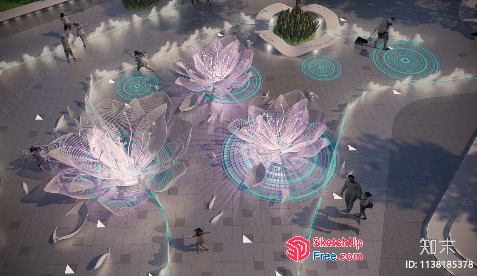 Futuristic Lotus Flower Sculpture Display 3D SketchUp File