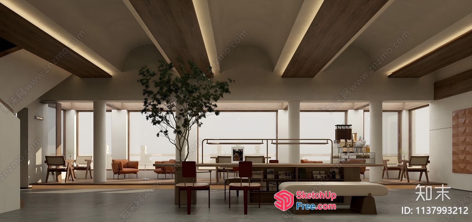 Modern Minimalist Japanese Style Office Interior 3D SketchUp File