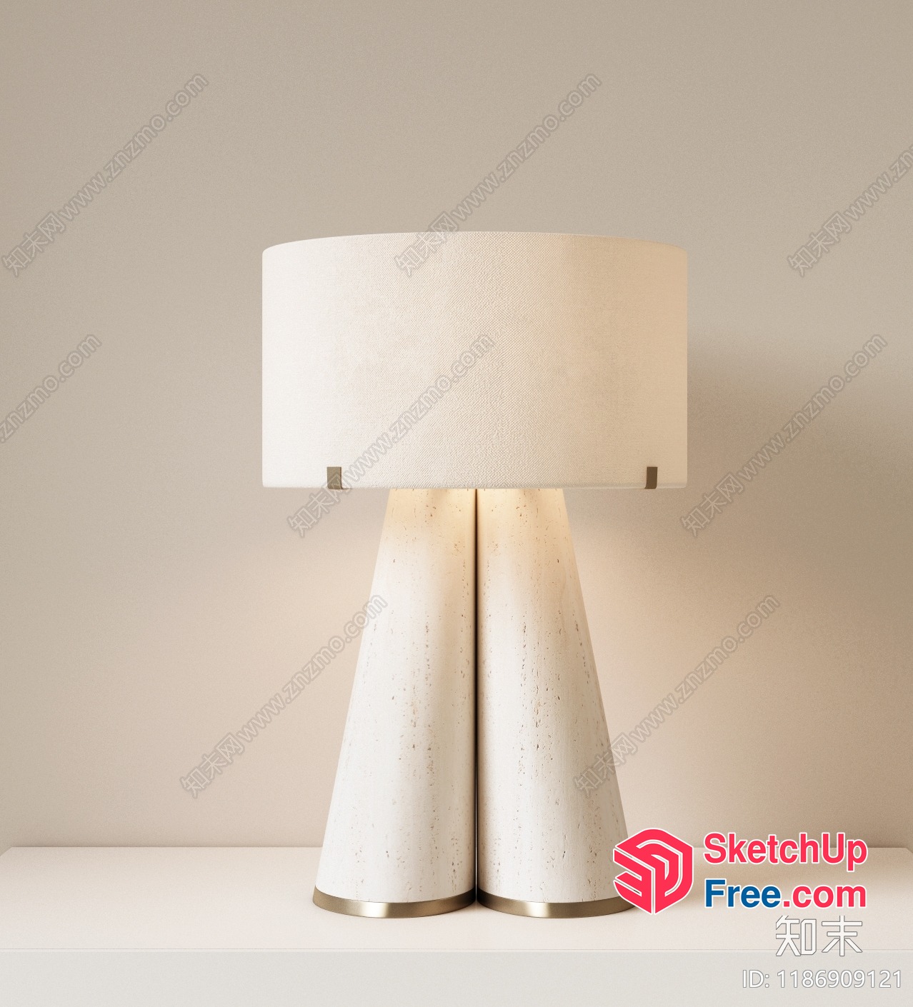 Modern Table Lamp With White Shade And Gold Accents 3D SketchUp File