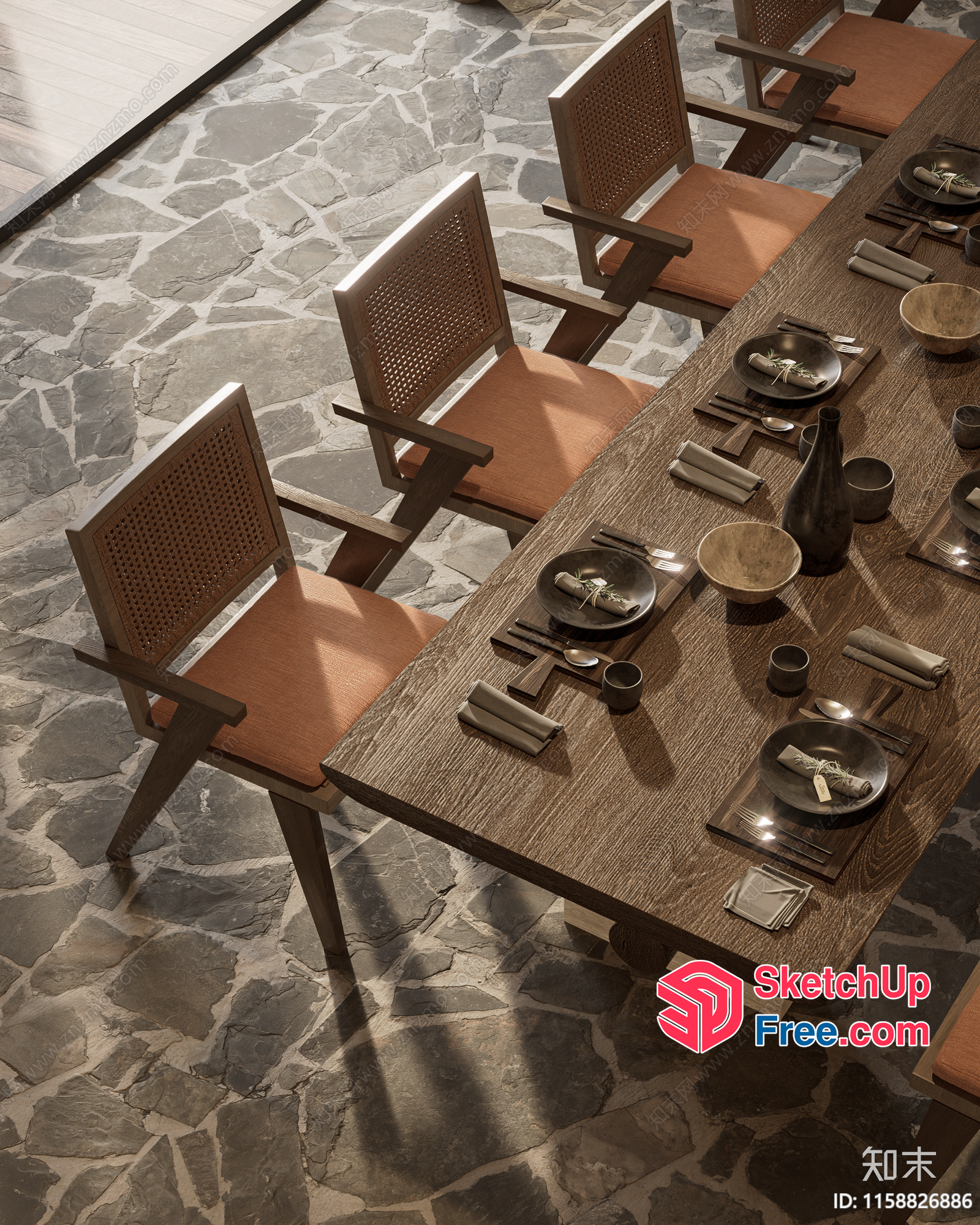 Table Setting In A Restaurant Interior 3D SketchUp File
