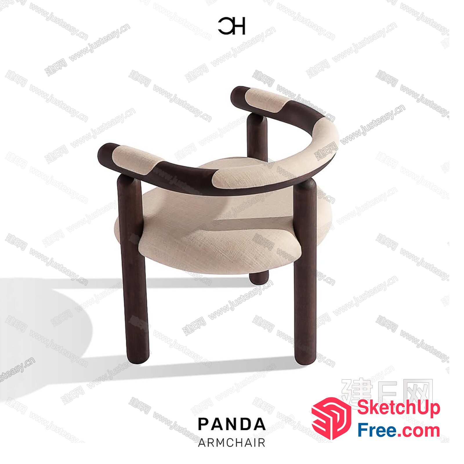 Modern Minimalist Creamy Style Armchair 3D SketchUp File