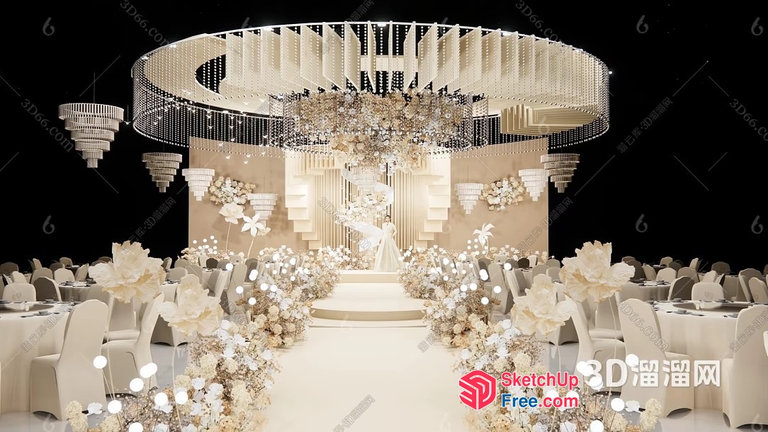 Elegant White Wedding Decor 3D SketchUp File