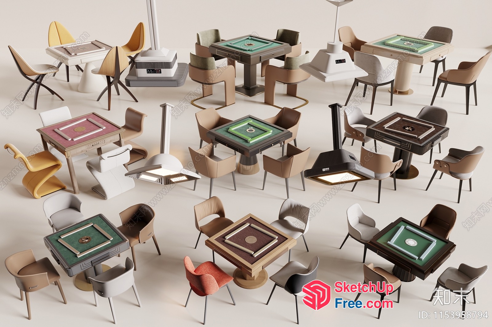 Asian-Inspired Furniture And Table Sets 3D SketchUp File