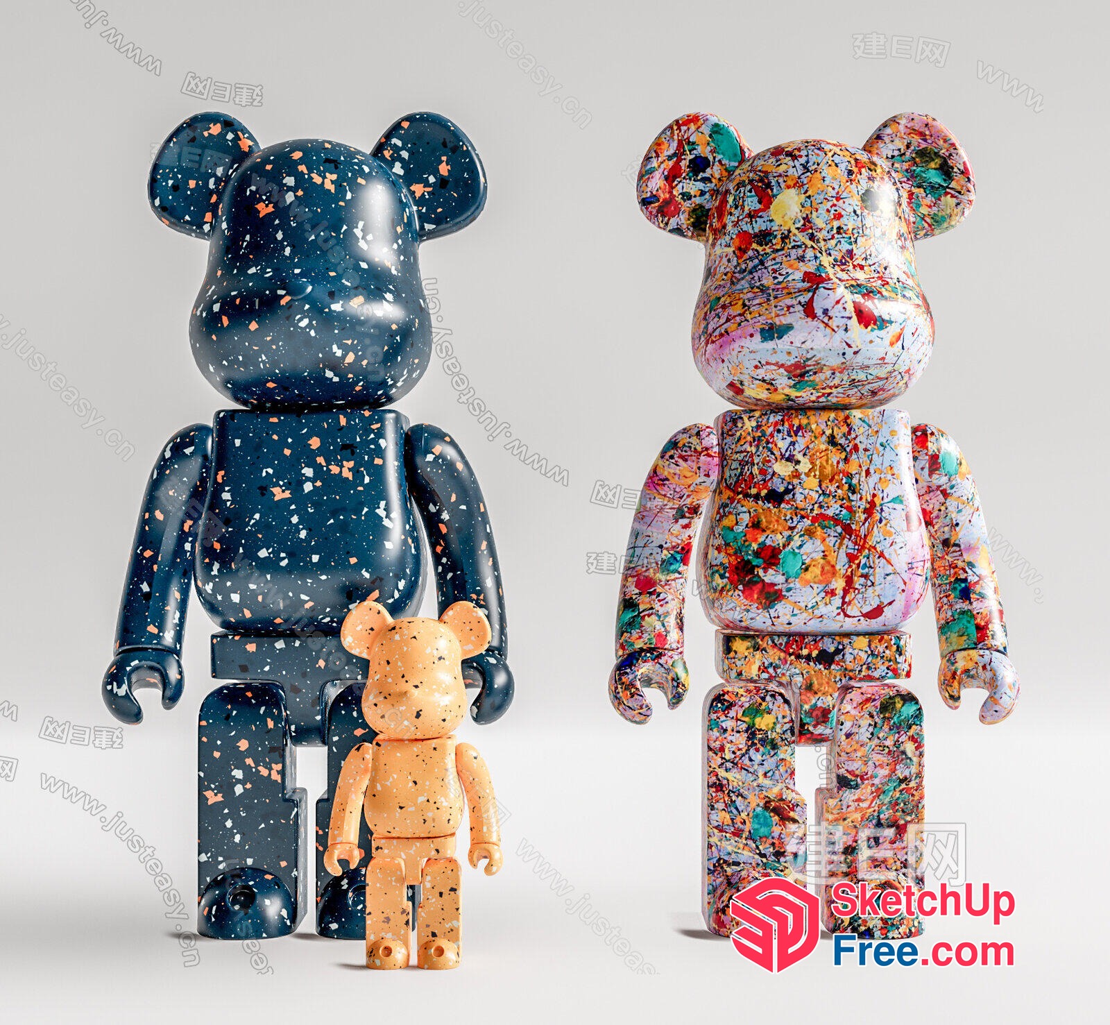 Colorful Bear Figures In Various Sizes 3D SketchUp File