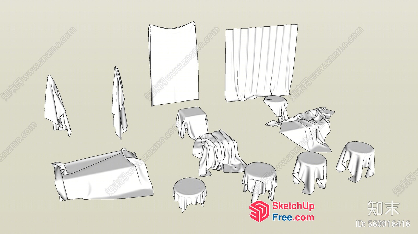 White Room Furniture Collection 3D SketchUp File