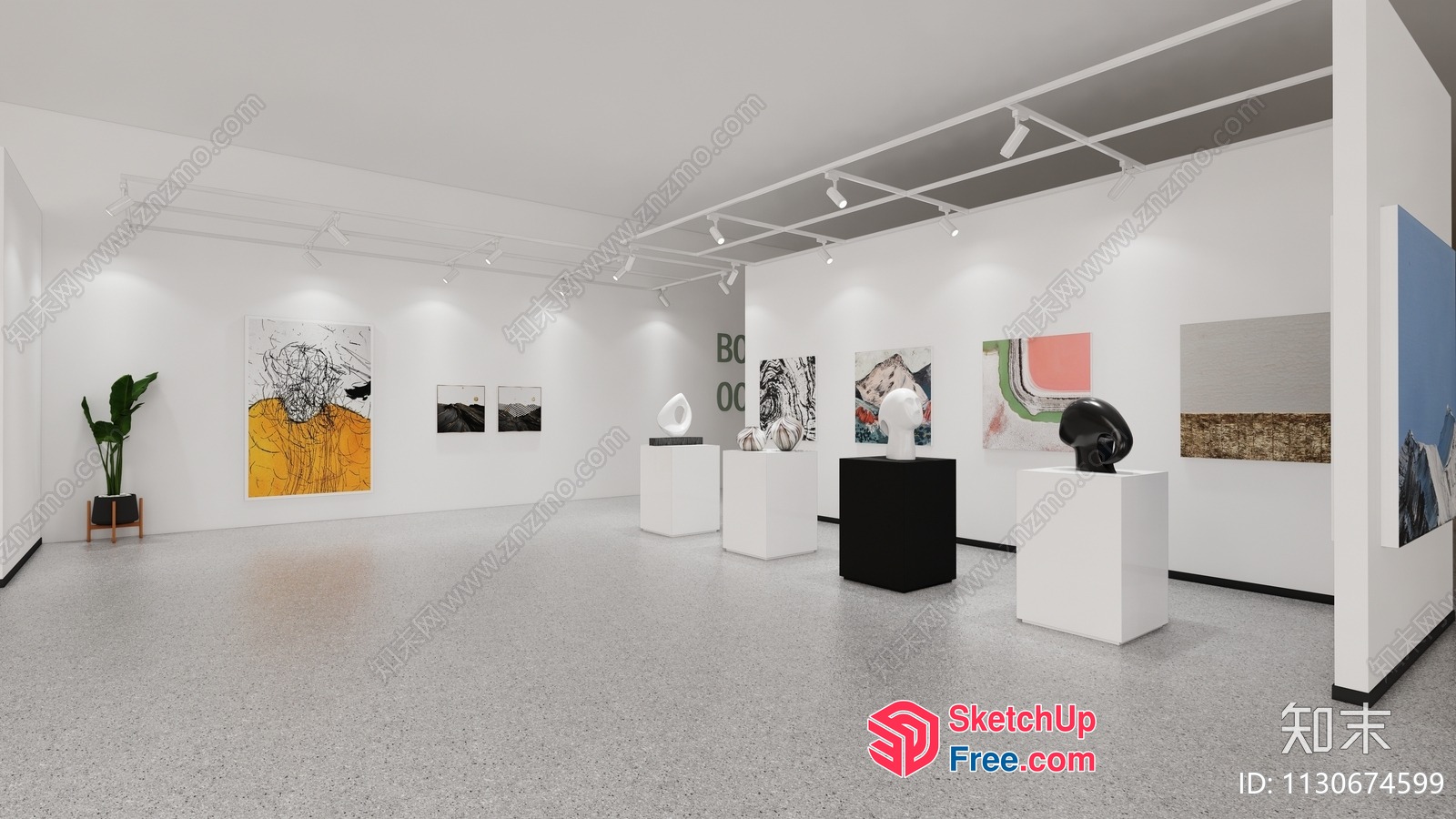 Modern Art Gallery Interior 3D SketchUp File