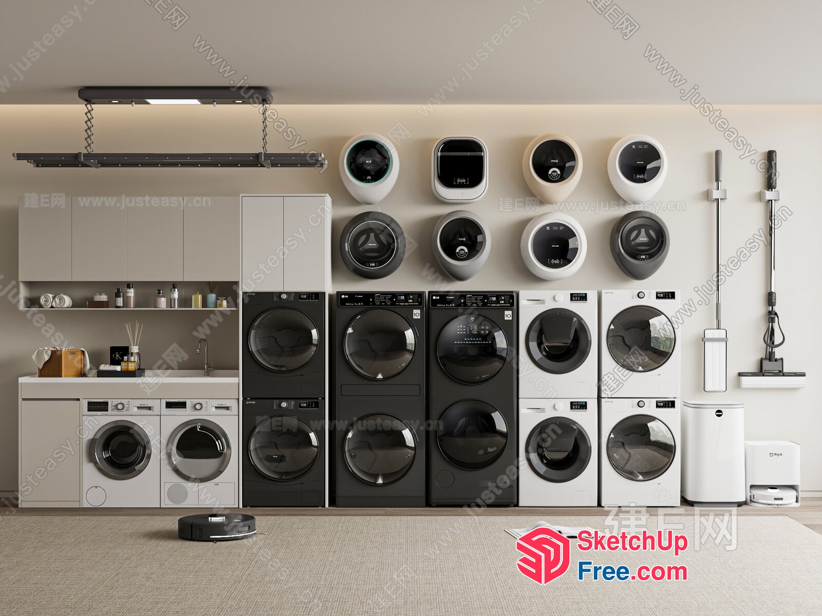 Modern Laundry Room With Contemporary Appliances 3D SketchUp File