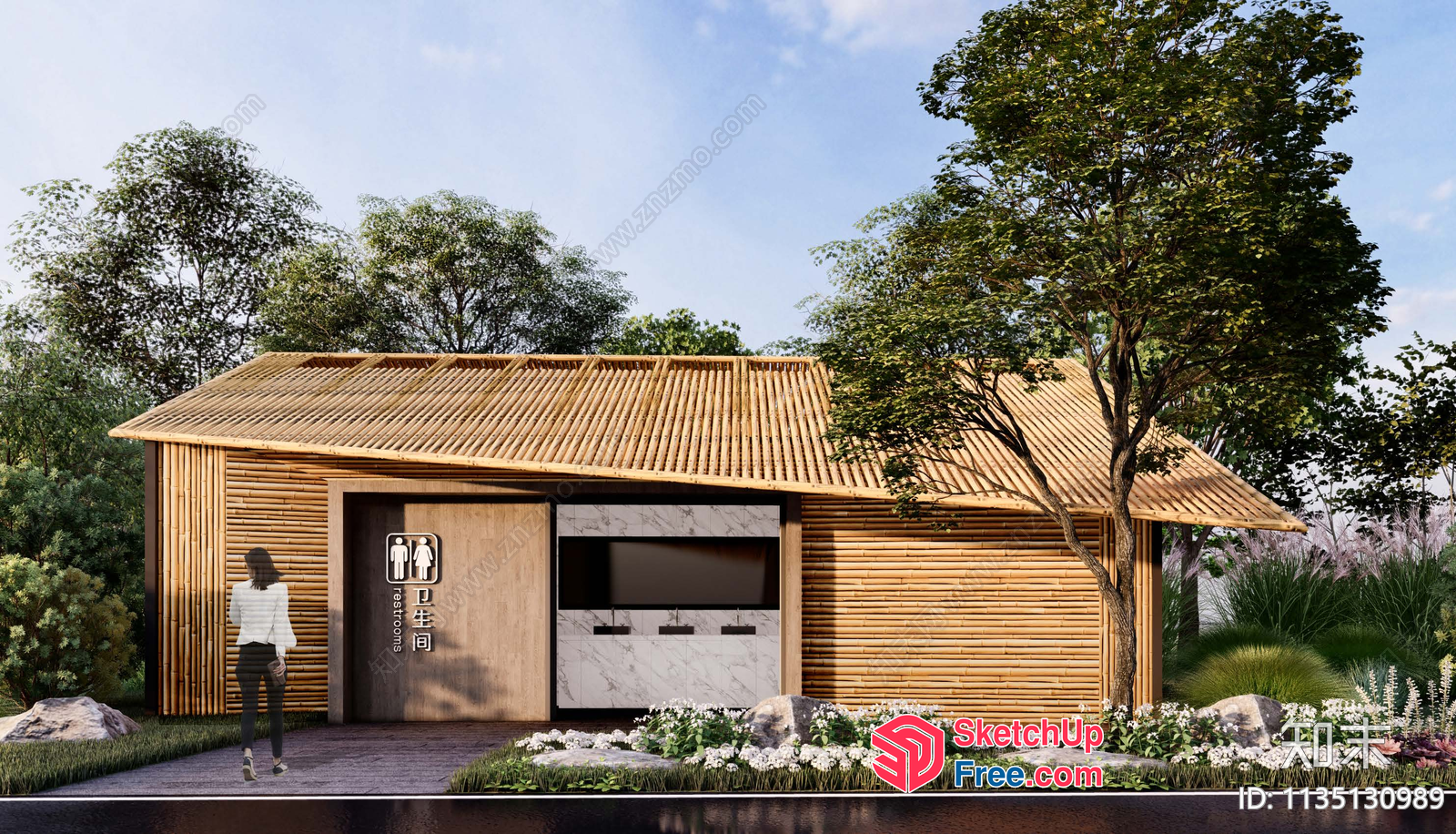 Aesthetic Japanese-Style Villa Exterior 3D SketchUp File