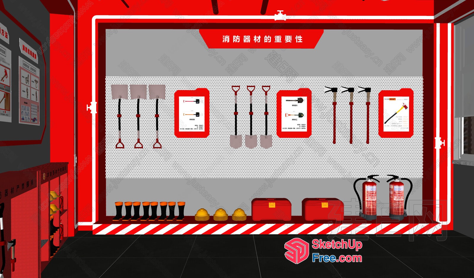 Fire Station Equipment And Supplies Display 3D SketchUp File