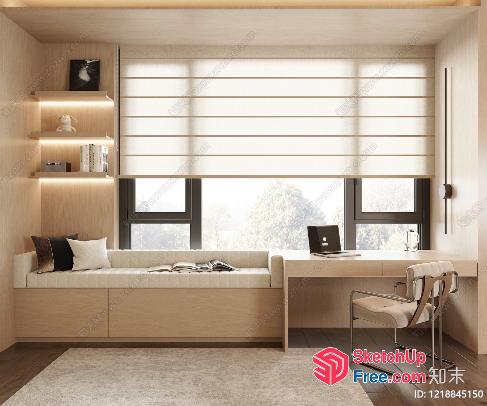 Cozy Reading Nook With Built-In Lighting And Storage 3D SketchUp File