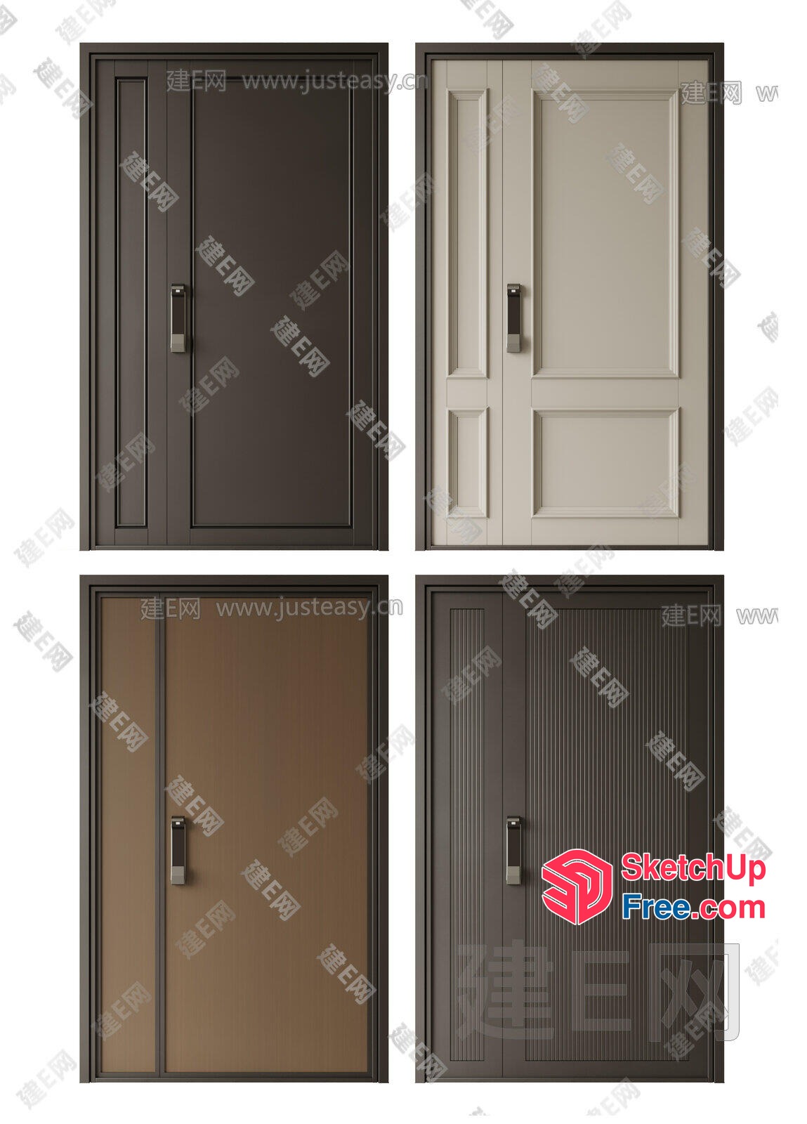 Four Doors In Different Styles 3D SketchUp File