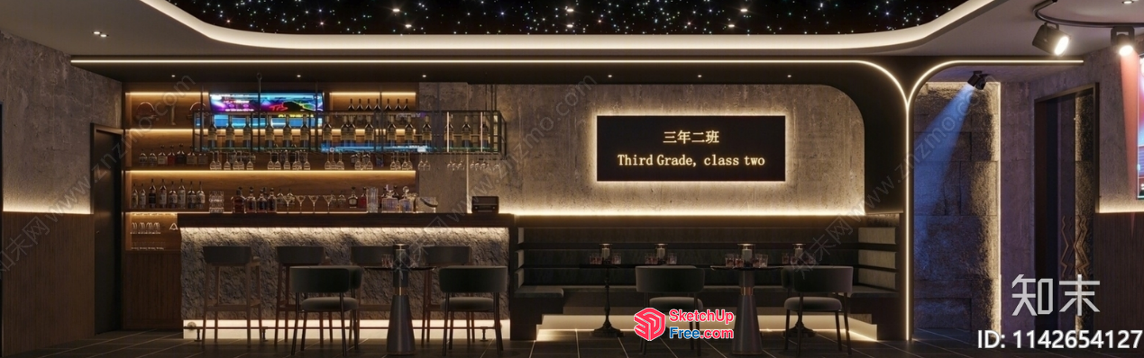 Modern Bar Interior With Sleek Furniture And Ambient Lighting 3D SketchUp File