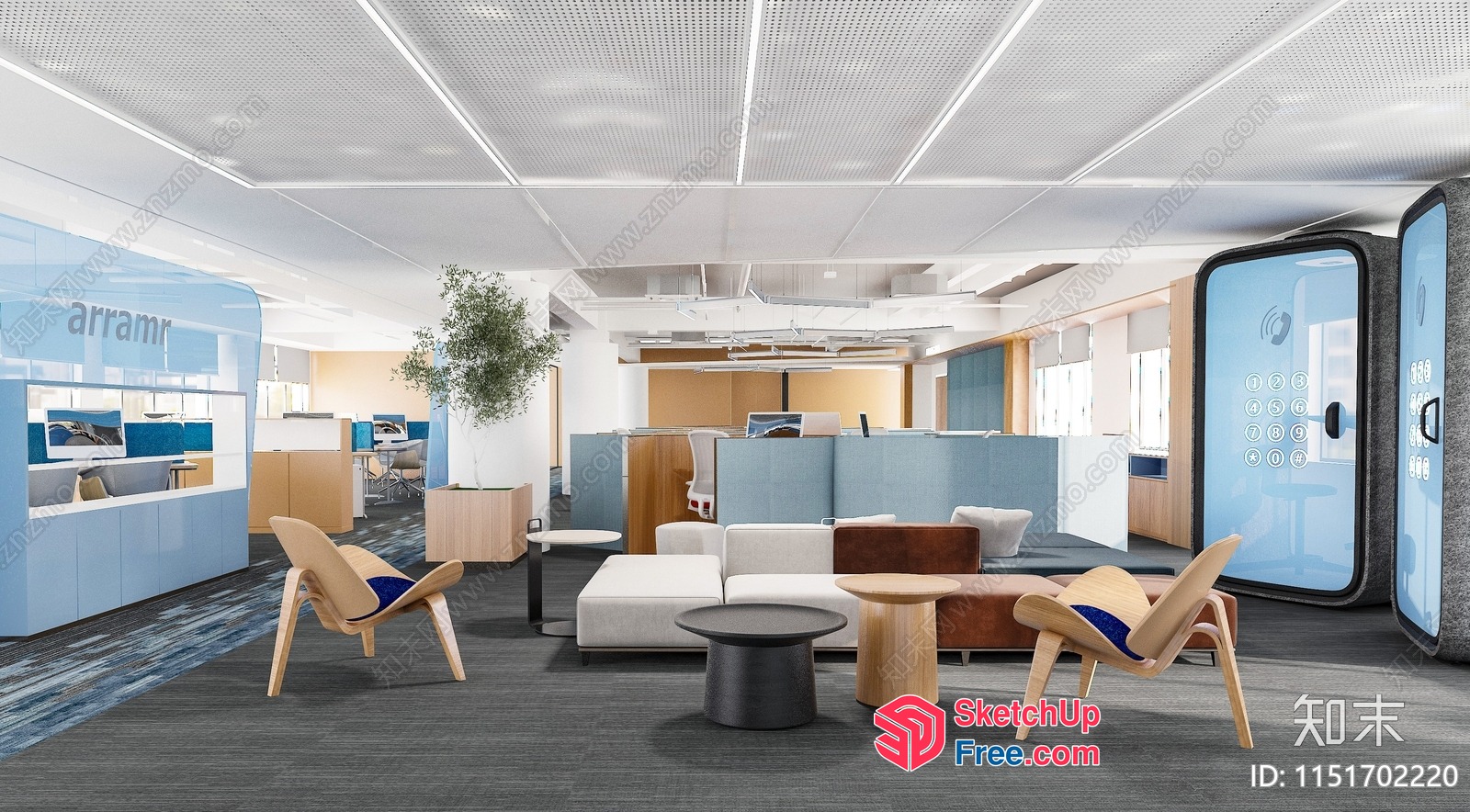 Modern Office Space With Elegant Furniture And Decor 3D SketchUp File