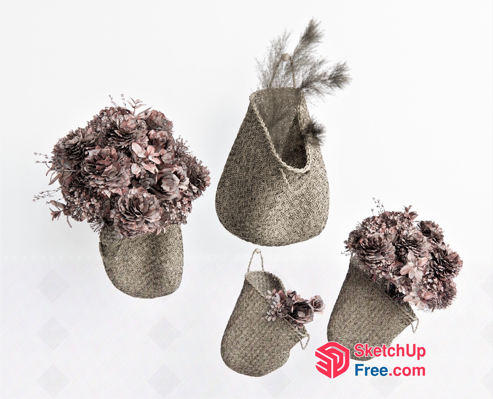 Elegant Hanging Flower Baskets 3D SketchUp File