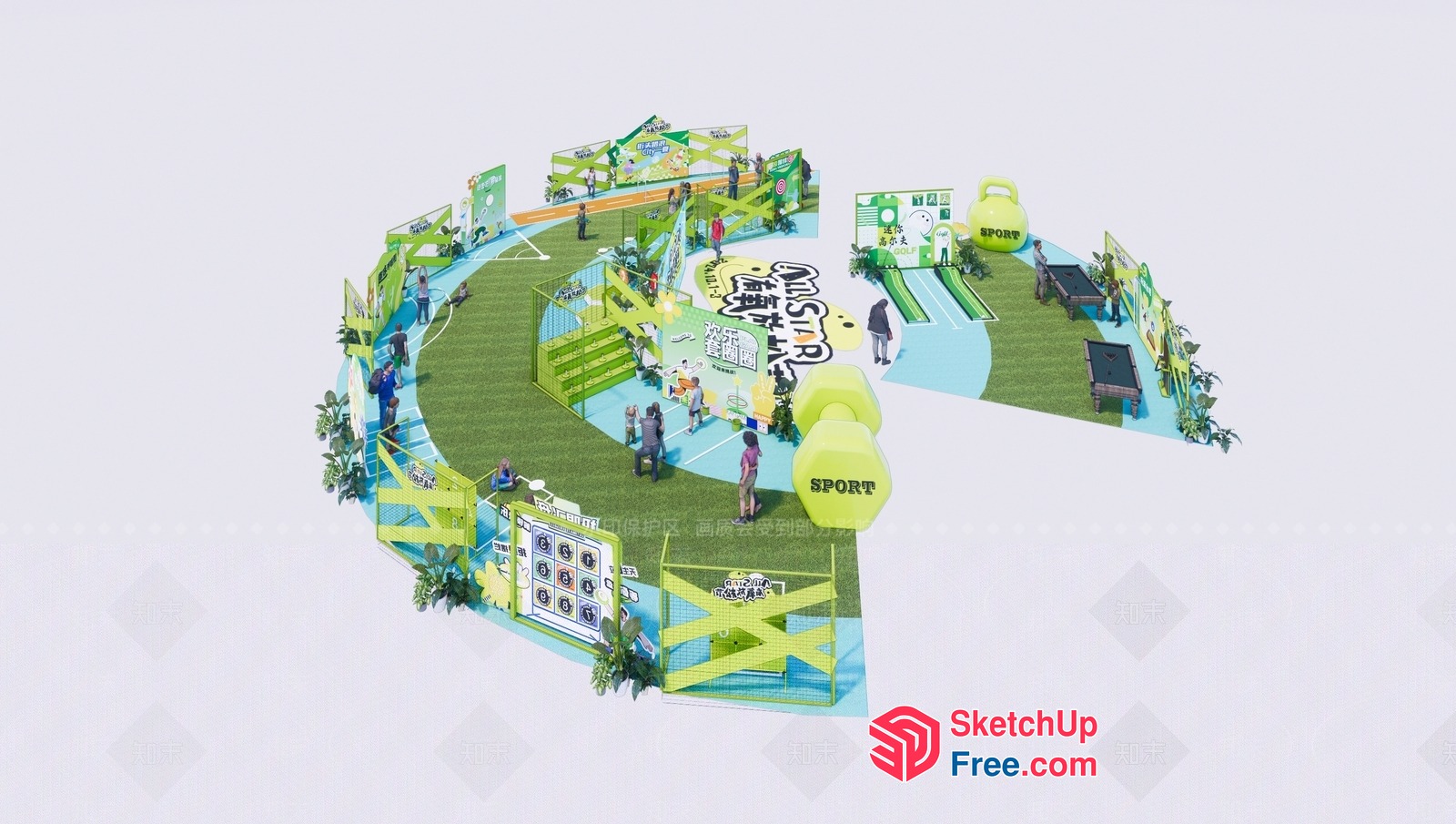 Sporty Outdoor Recreation Area 3D SketchUp File