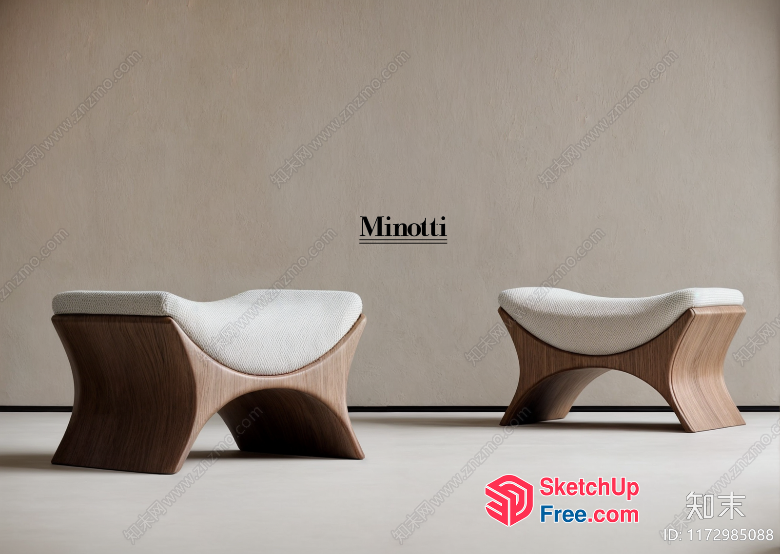 Two Minotti Chairs In A Minimalist Setting 3D SketchUp File