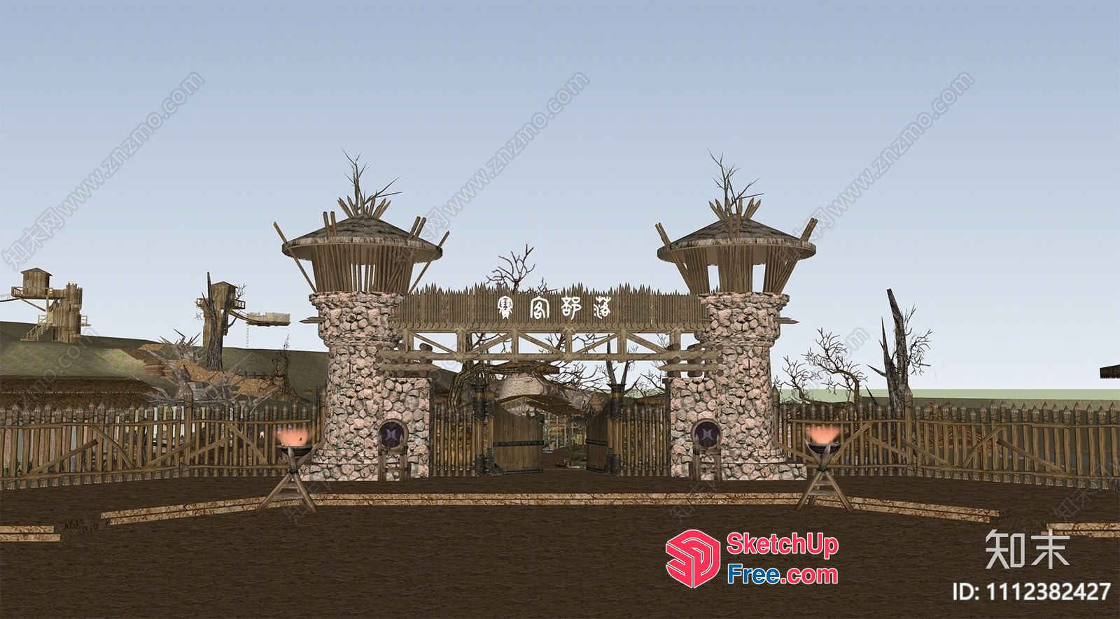 Exterior Entrance To A Rustic Outdoor Event Venue 3D SketchUp File