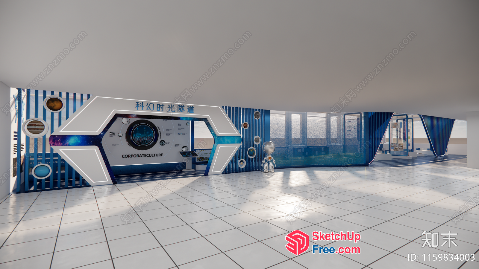 Futuristic Space Capsule Corporate Interior 3D SketchUp File