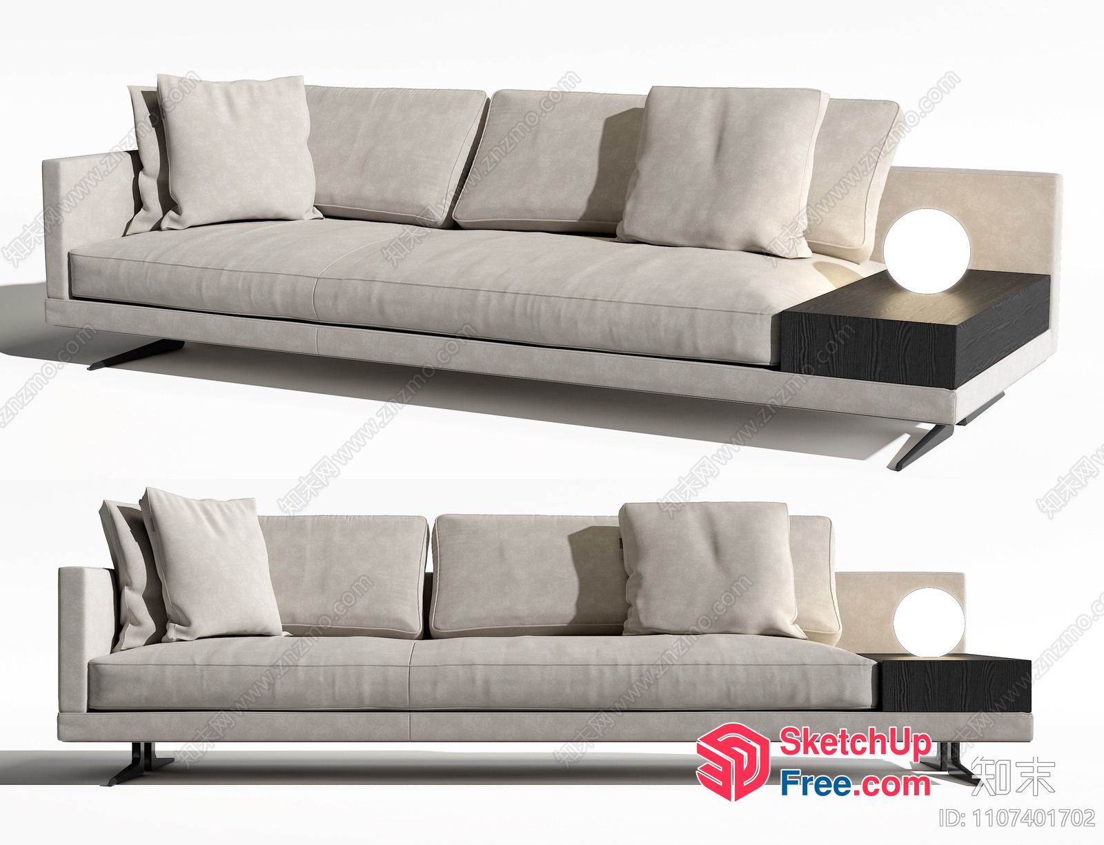 Modern Minimalist Grey Sofa With Circular Accent 3D SketchUp File