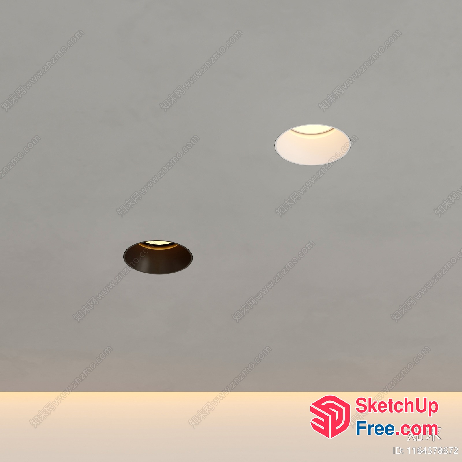 Three Ceiling Lights On Gray Wall 3D SketchUp File