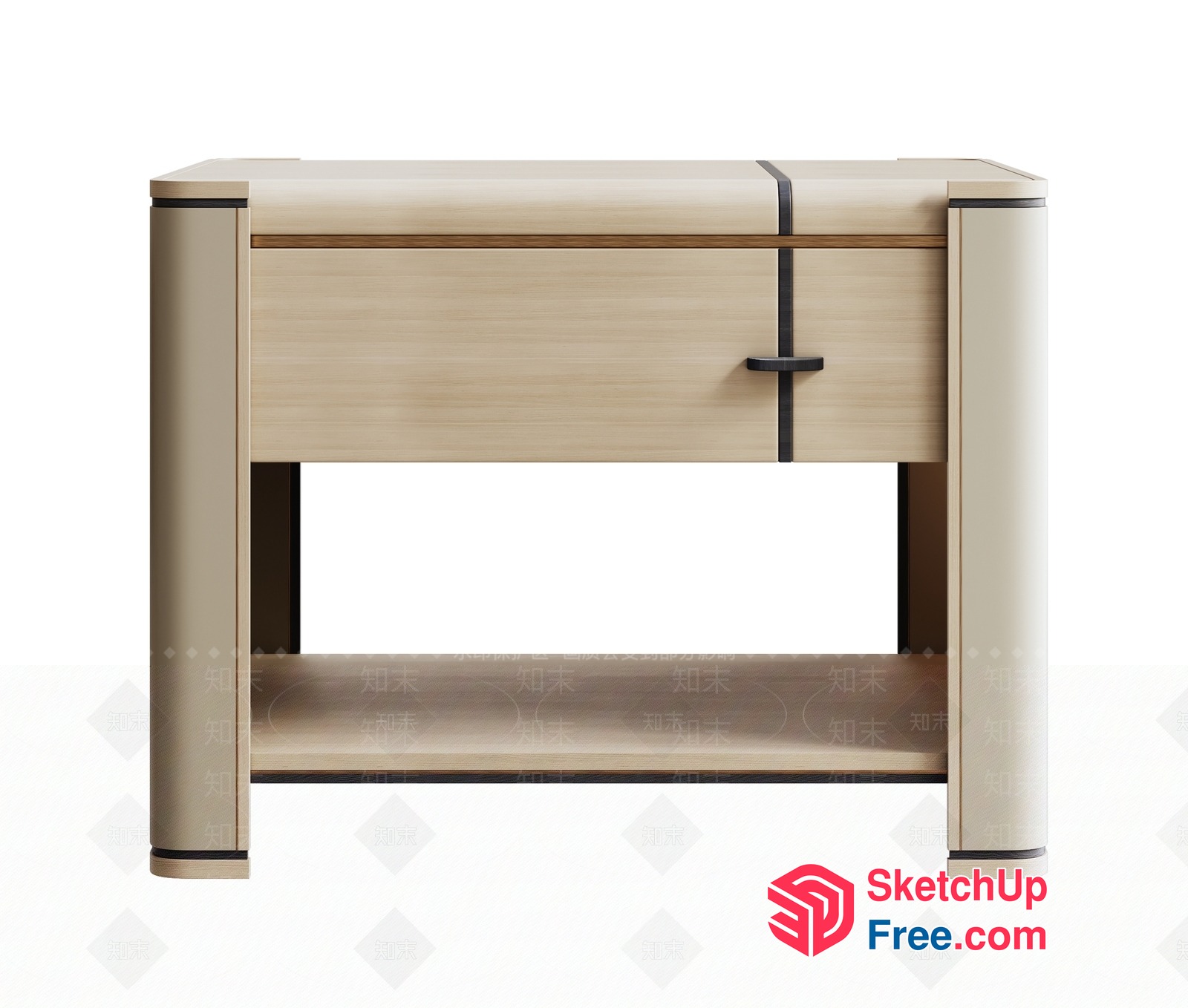 Modern Minimalist Side Table With Drawer And Shelf 3D SketchUp File